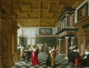 Elegant Figures Dancing in an Interior